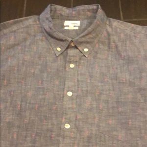 Men’s short sleeve denim like with pink flamingos